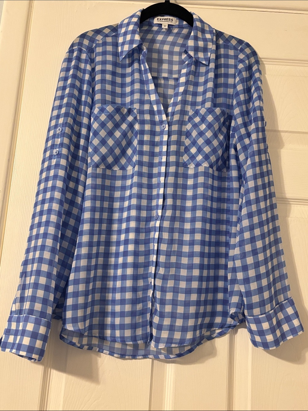 Express Blue and White Gingham Shirt